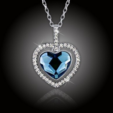 Stříbrné srdce s modrým krystalem Swarovski