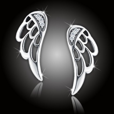 Stříbrné náušnice Elegant Angel Wings