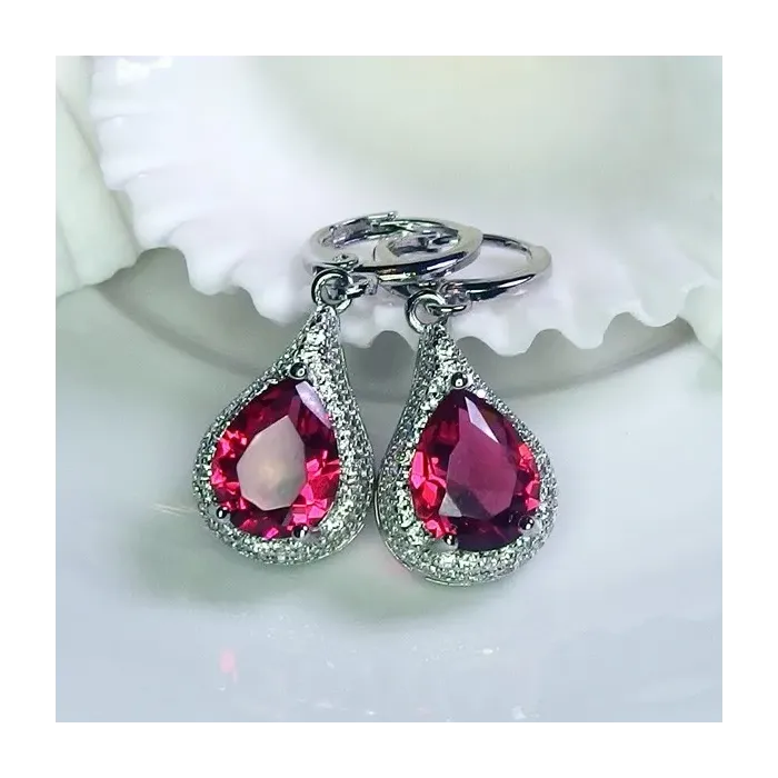 Náušnice Brillance Priscilla Red s krystaly Swarovski