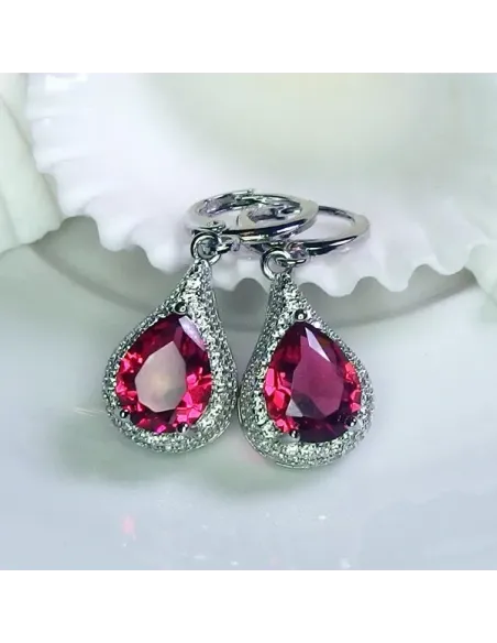 Náušnice Brillance Priscilla Red s krystaly Swarovski