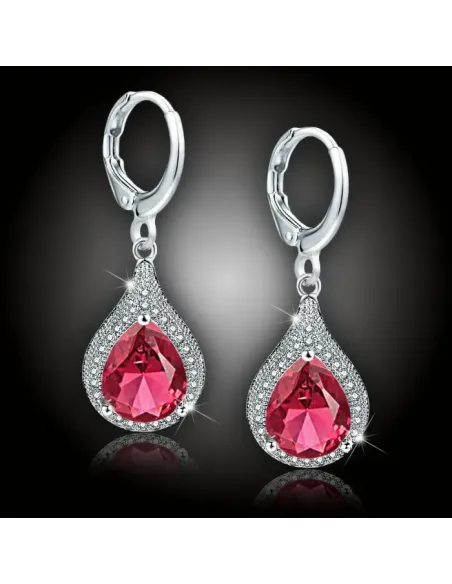 Náušnice Brillance Priscilla Red s krystaly Swarovski