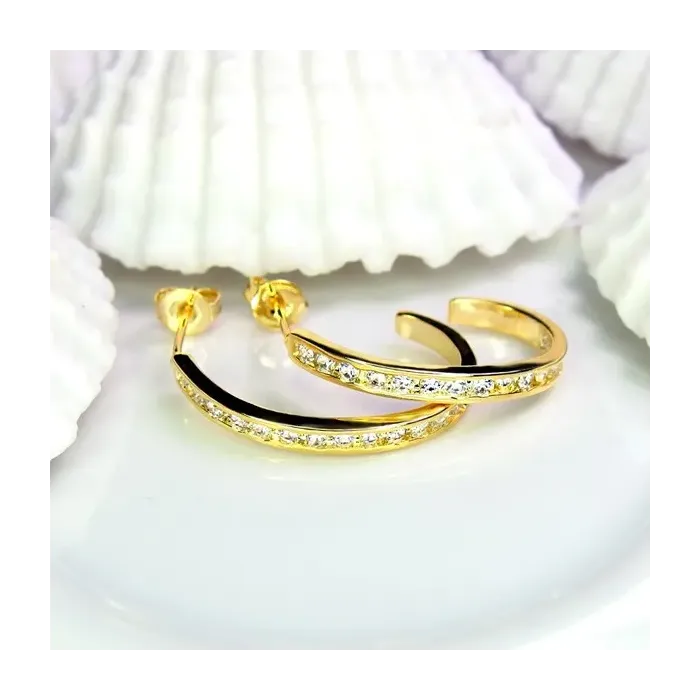 Náušnice Brillance Allison Gold se zirkony