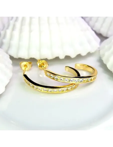 Náušnice Brillance Allison Gold se zirkony