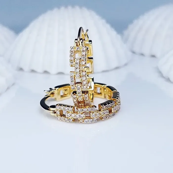 Pozlacené náušnice La Diamantina Simone Gold se zirkony