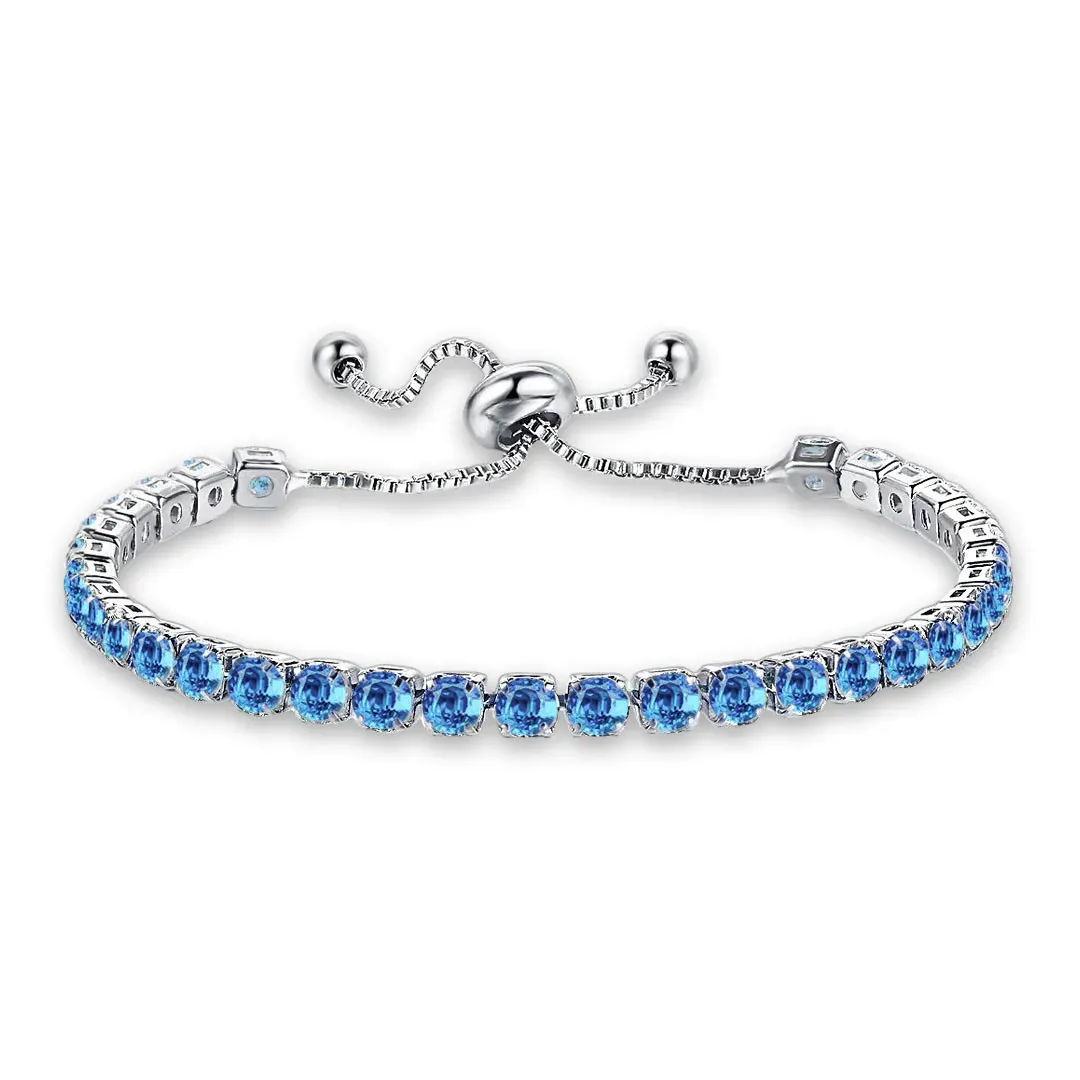 Třpytivý náramek Virginia Lake Blue s krystaly Swarovski®