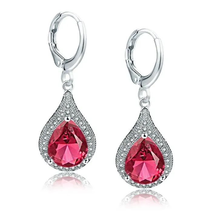 Náušnice Brillance Priscilla Red s krystaly Swarovski