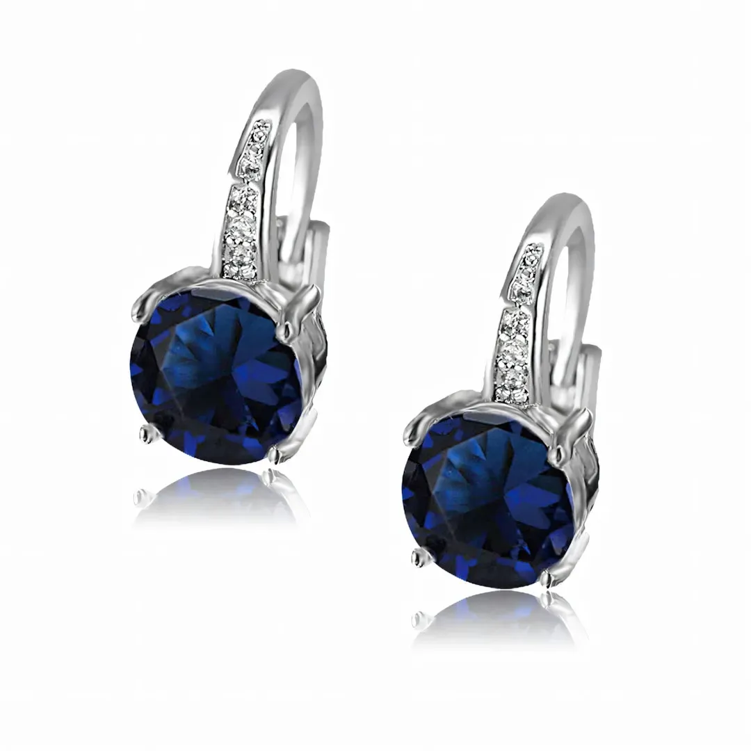 Náušnice Brillance Elena Royal Blue se zirkony