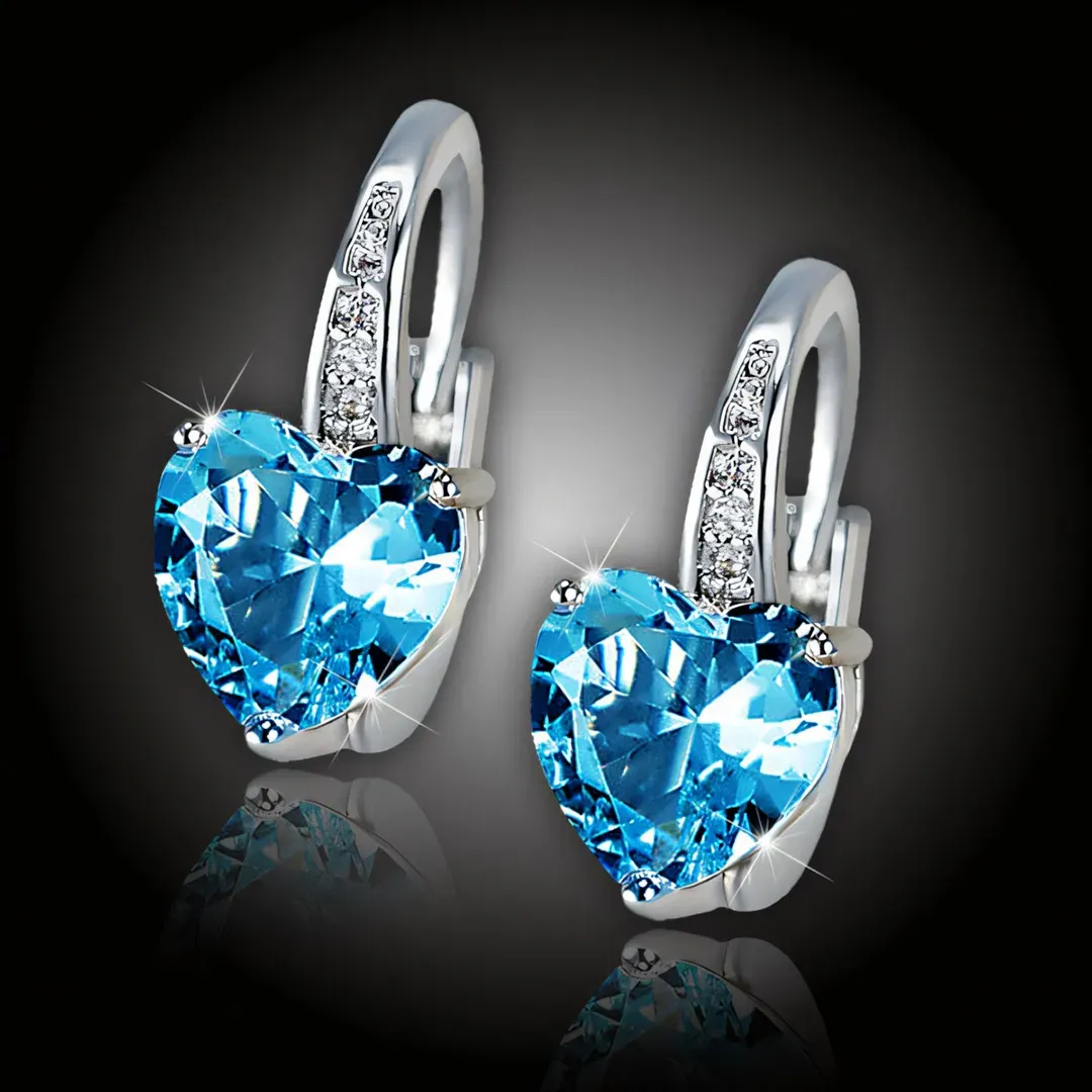 Náušnice Brillance Julia Lake Blue se zirkony 2