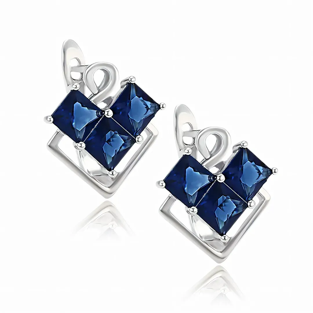 Náušnice Brillance Sierra Royal Blue s krystaly Swarovski