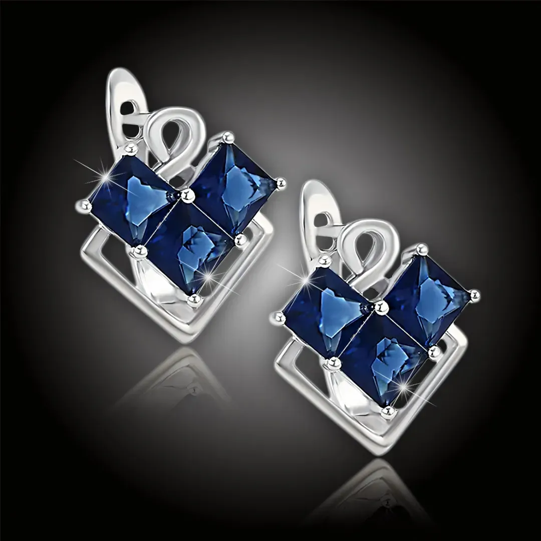 Náušnice Brillance Sierra Royal Blue s krystaly Swarovski 2