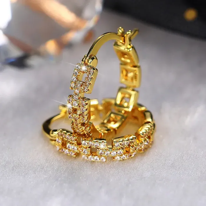 Pozlacené náušnice La Diamantina Simone Gold se zirkony