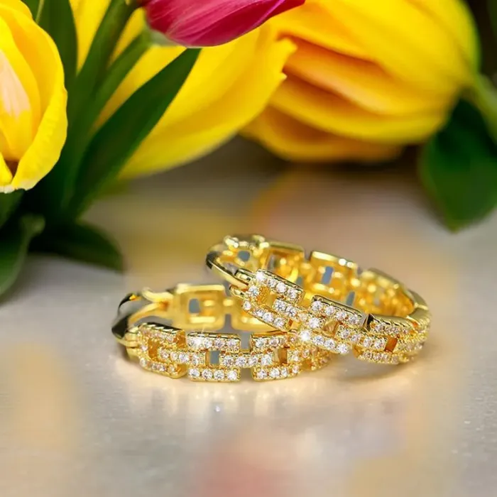 Pozlacené náušnice La Diamantina Simone se zirkony | Elanis Jewel