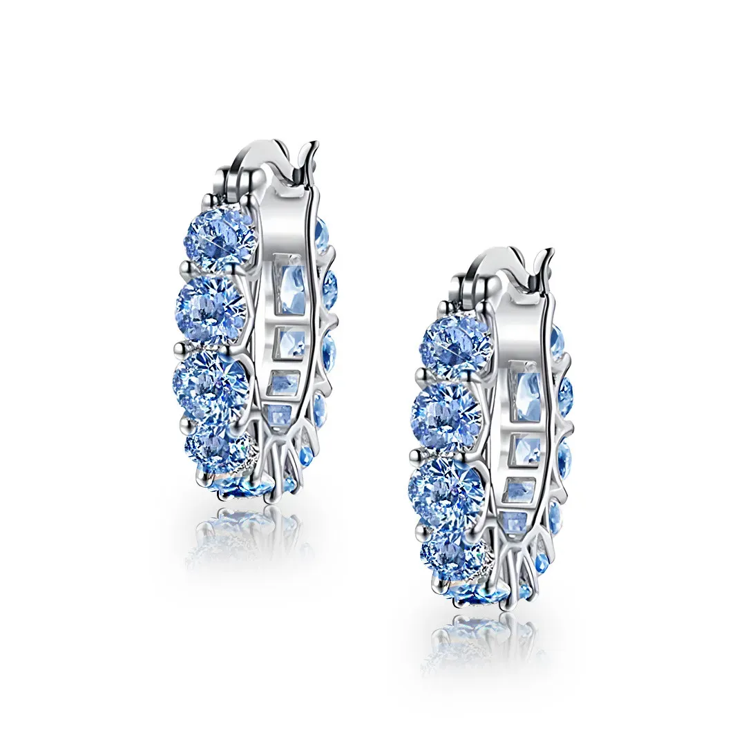 Náušnice Brillance Sandra zdobené blankytně modrými zirkony