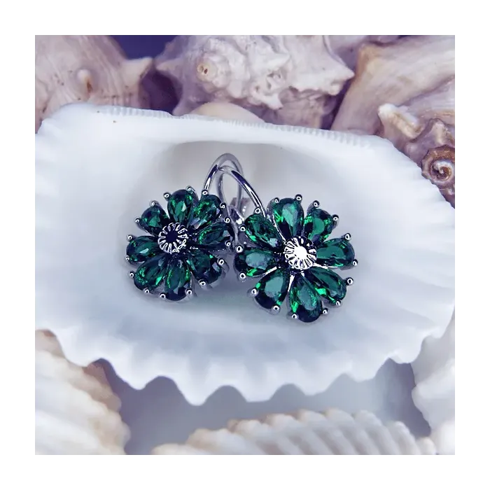 Náušnice Brillance Marquise Smaragd Green