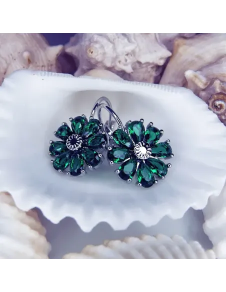 Náušnice Brillance Marquise Smaragd Green