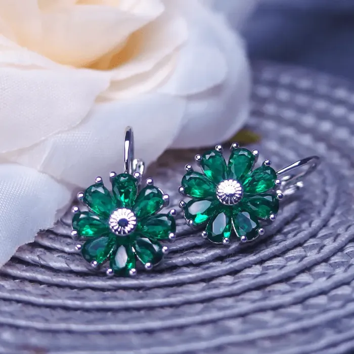 Náušnice Brillance Marquise Smaragd Green