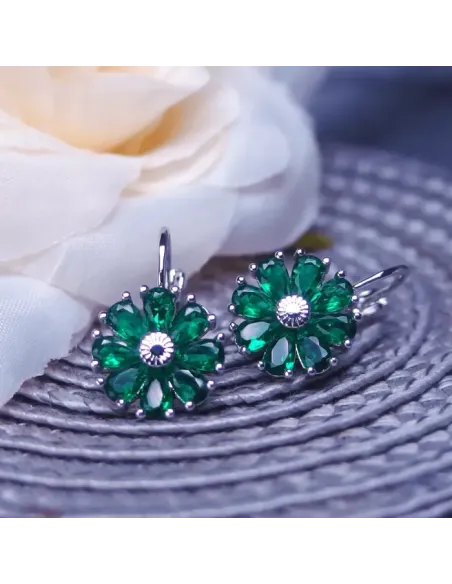 Náušnice Brillance Marquise Smaragd Green