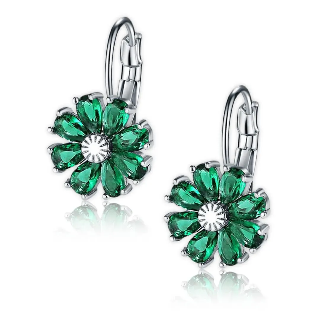 Náušnice Brillance Marquise Smaragd Green