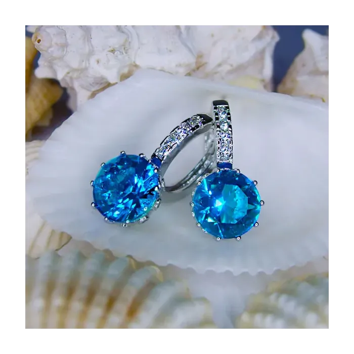 Náušnice Brillance Comtessa Lake Blue s krystaly Swarovski®