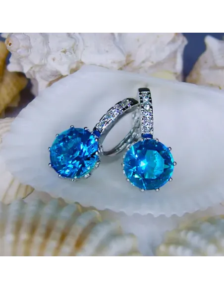 Náušnice Brillance Comtessa Lake Blue s krystaly Swarovski®