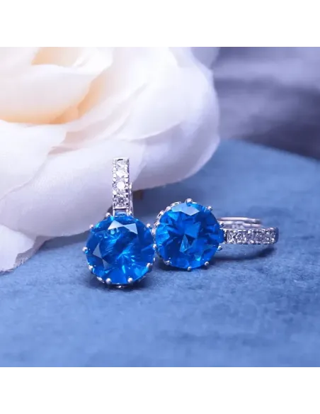 Náušnice Brillance Comtessa Lake Blue s krystaly Swarovski®