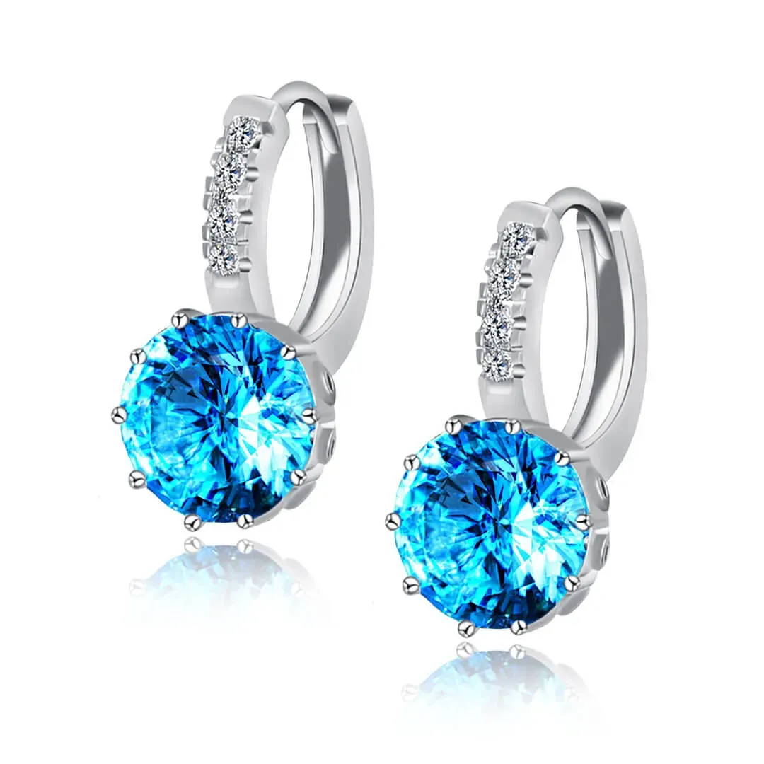 Náušnice Brillance Comtessa Lake Blue s krystaly Swarovski®