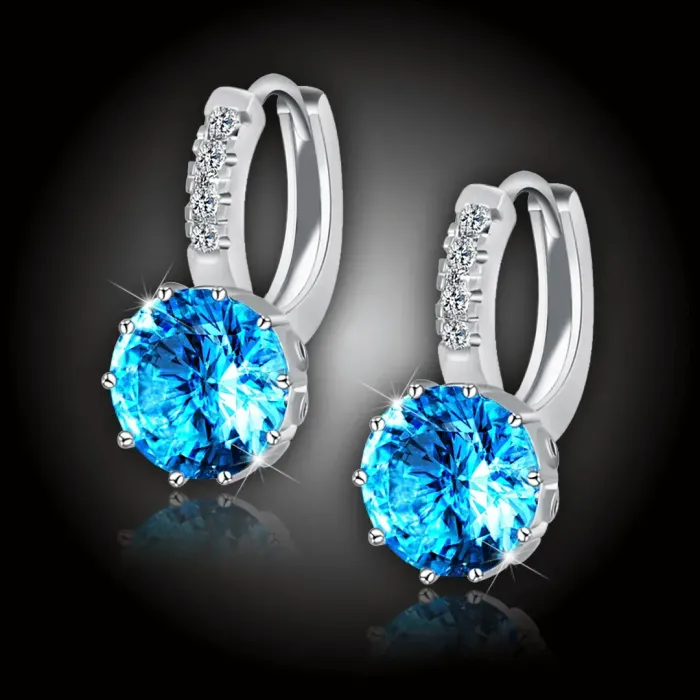 Náušnice Brillance Comtessa Lake Blue s krystaly Swarovski®