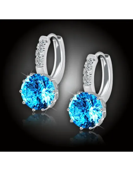 Náušnice Brillance Comtessa Lake Blue s krystaly Swarovski®