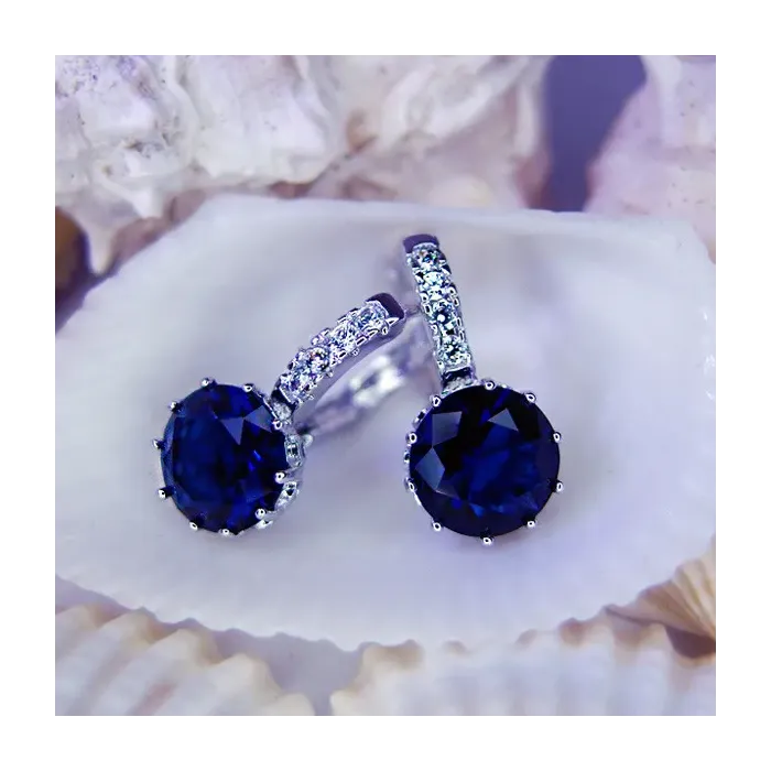 Náušnice Brillance Comtessa Royal Blue s krystaly Swarovski