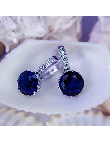 Náušnice Brillance Comtessa Royal Blue s krystaly Swarovski