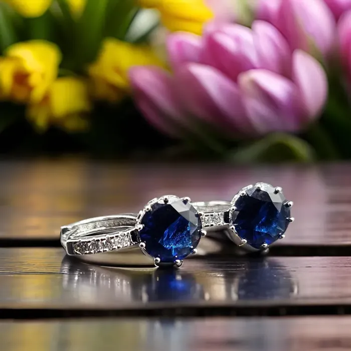 Náušnice Brillance Comtessa Royal Blue s krystaly Swarovski