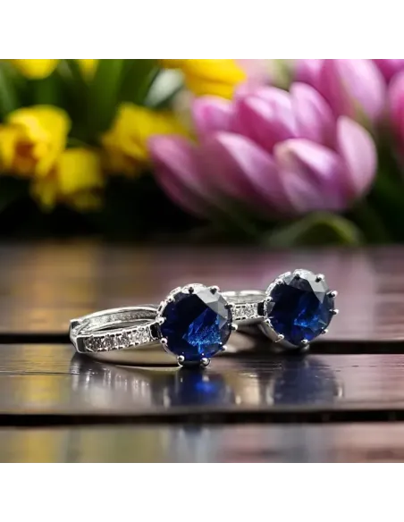 Náušnice Brillance Comtessa Royal Blue s krystaly Swarovski