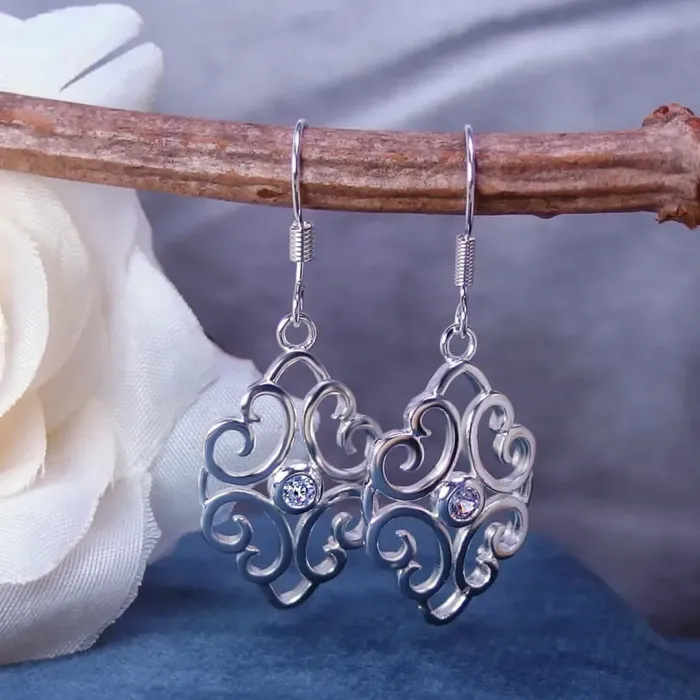 Náušnice s antickým závěsem Athena se zirkonem