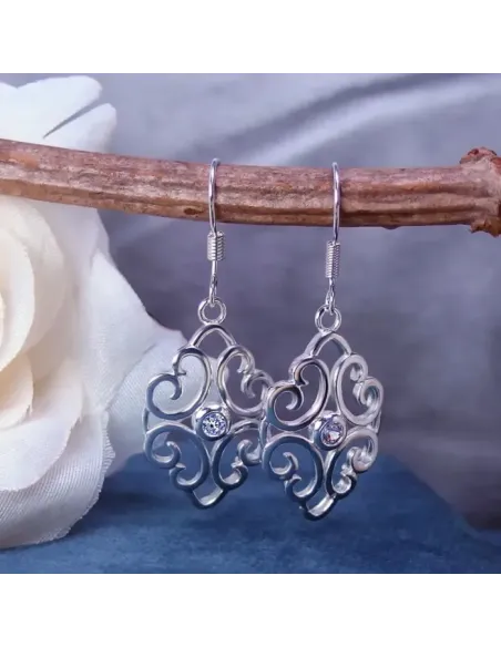 Náušnice s antickým závěsem Athena se zirkonem