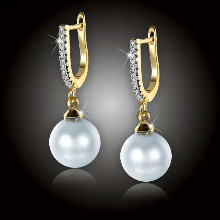 Pozlacené náušnice Marianne White Pearl