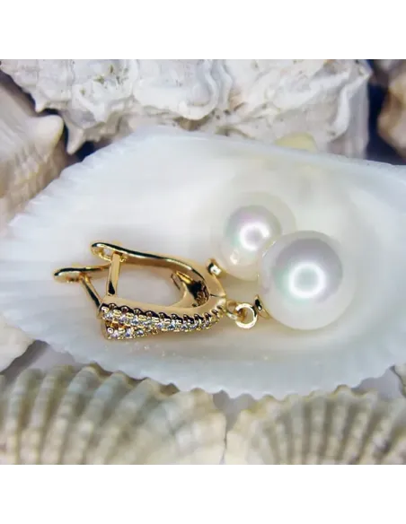 Pozlacené náušnice Marianne White Pearl