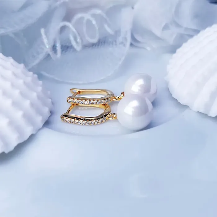 Pozlacené náušnice Marianne White Pearl