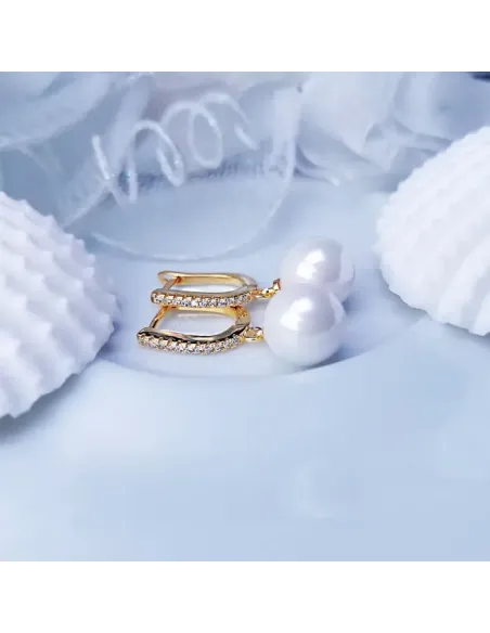 Pozlacené náušnice Marianne White Pearl