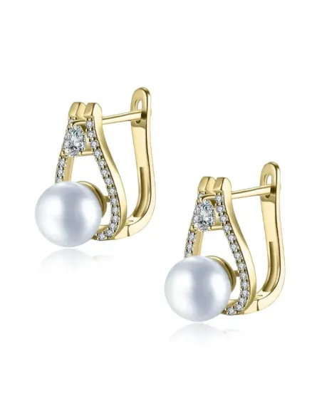 Pozlacené perlové náušnice Venus White Pearl