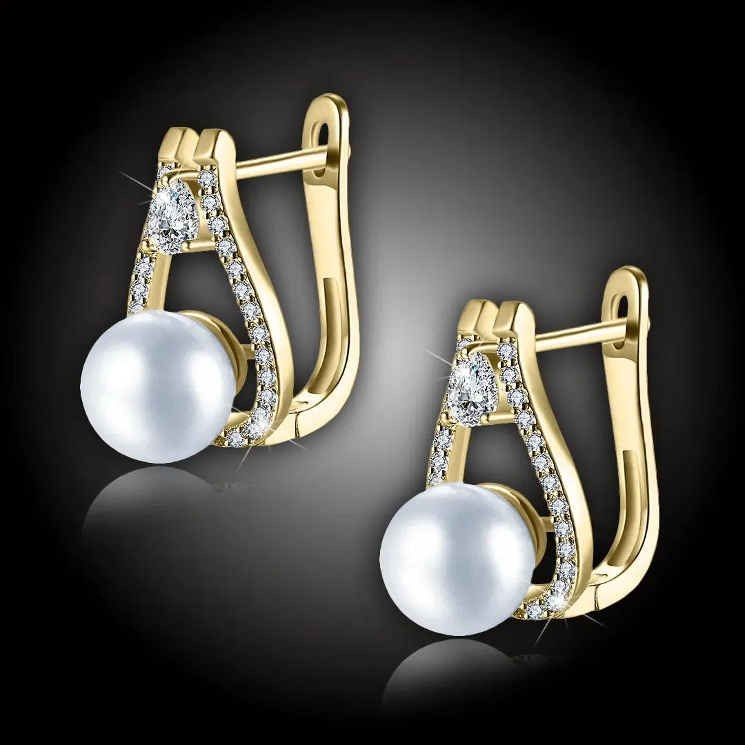 Pozlacené perlové náušnice Venus White Pearl 2