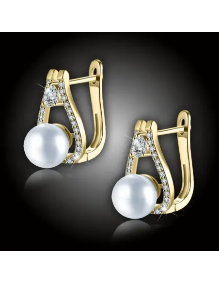 Pozlacené perlové náušnice Venus White Pearl