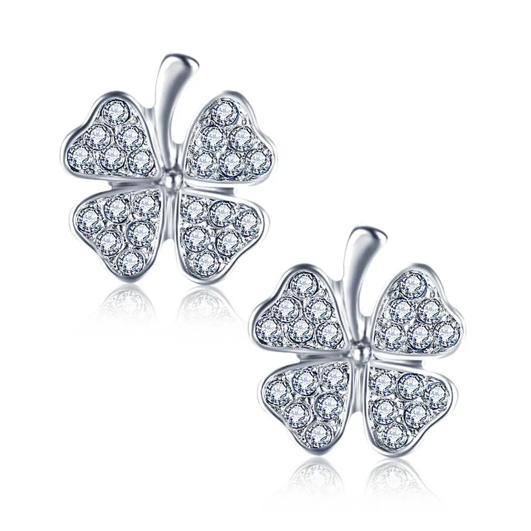 Náušnice Něžný čtyřlístek pro štěstí s krystaly Swarovski®
