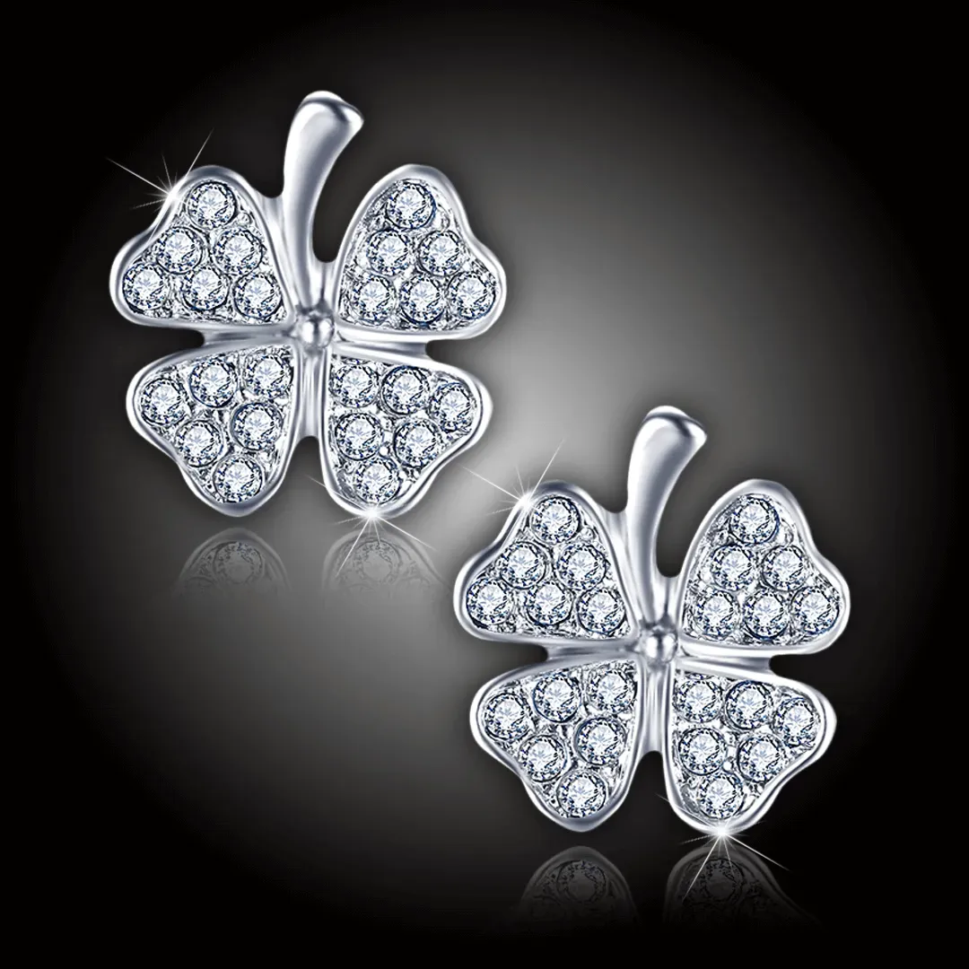 Náušnice Něžný čtyřlístek pro štěstí s krystaly Swarovski® 2
