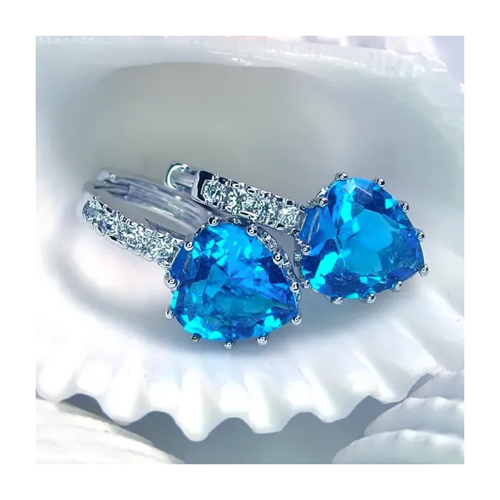 Náušnice Brillance Lovely Lake Blue s krystaly Swarovski