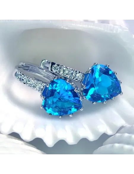 Náušnice Brillance Lovely Lake Blue s krystaly Swarovski