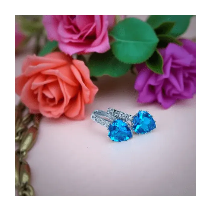 Náušnice Brillance Lovely Lake Blue s krystaly Swarovski