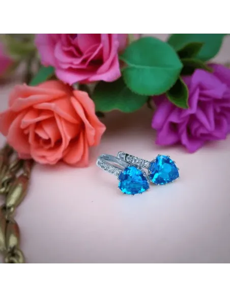 Náušnice Brillance Lovely Lake Blue s krystaly Swarovski