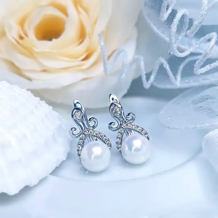 Perlové náušnice Scarlett White Pearl