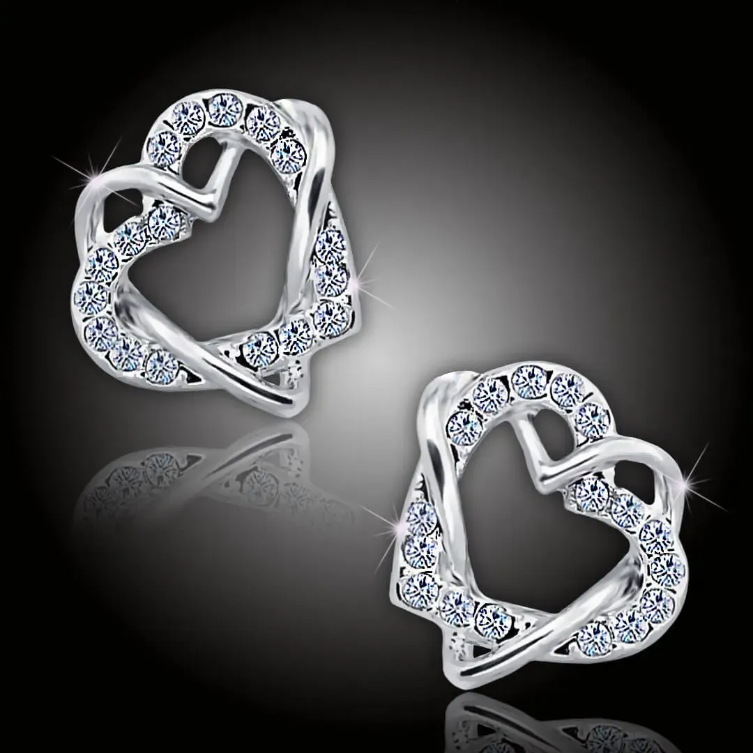Náušnice La Diamantina Double Heart s krystaly Swarovski 2