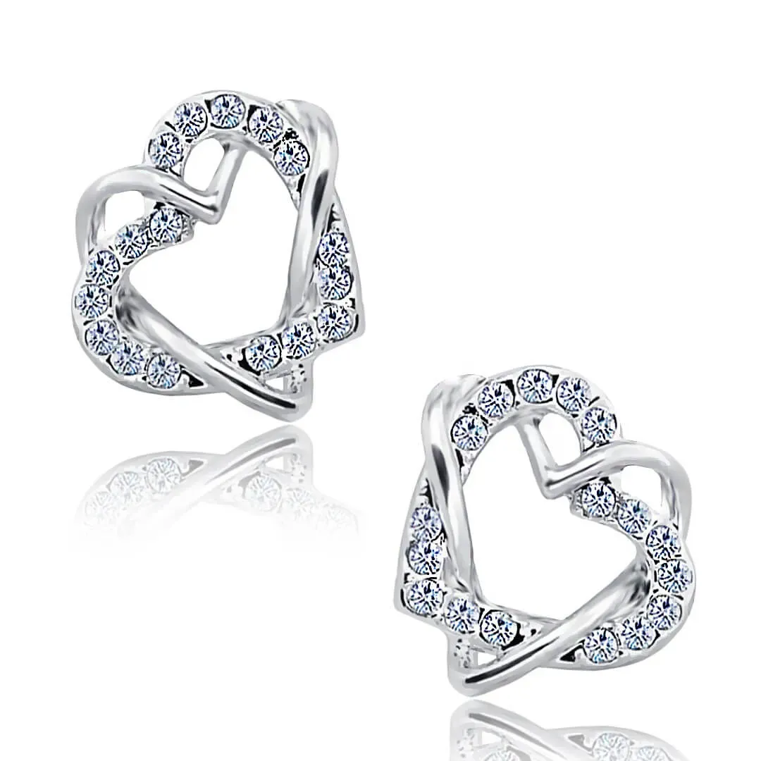 Náušnice La Diamantina Double Heart s krystaly Swarovski